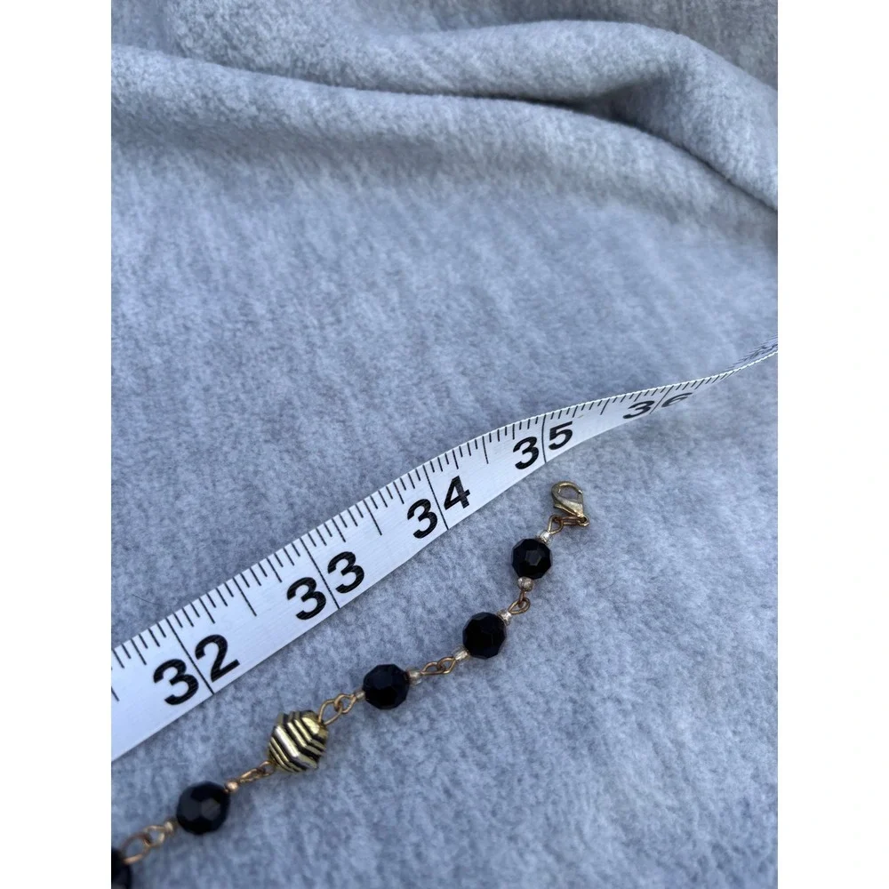 Dark Academia Beaded Jewelry Black Gold Tone‎ Acrylic Metal Necklaces Faceted